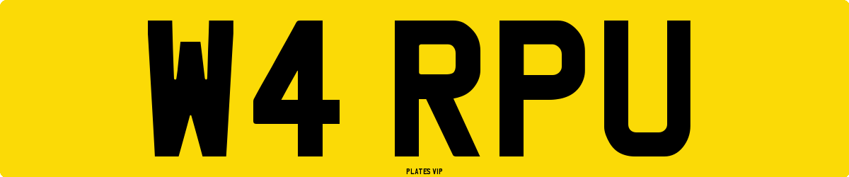 W4 RPU Number Plate