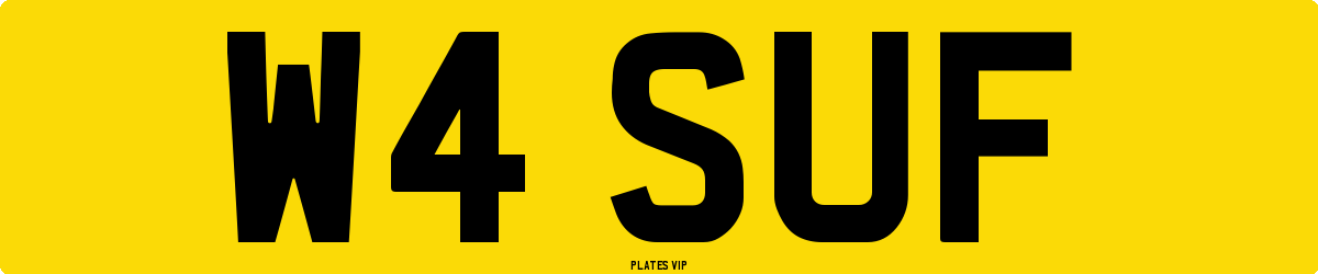 W4 SUF Number Plate