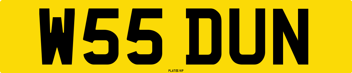 W55 DUN Number Plate