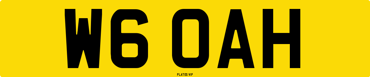 W6 OAH Number Plate
