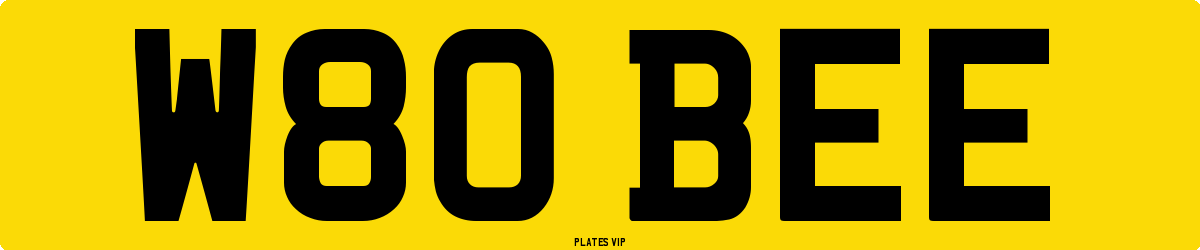W80 BEE Number Plate