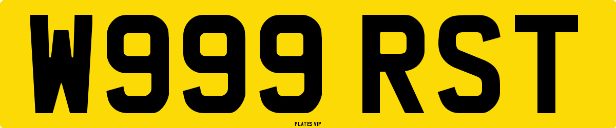 W999 RST Number Plate