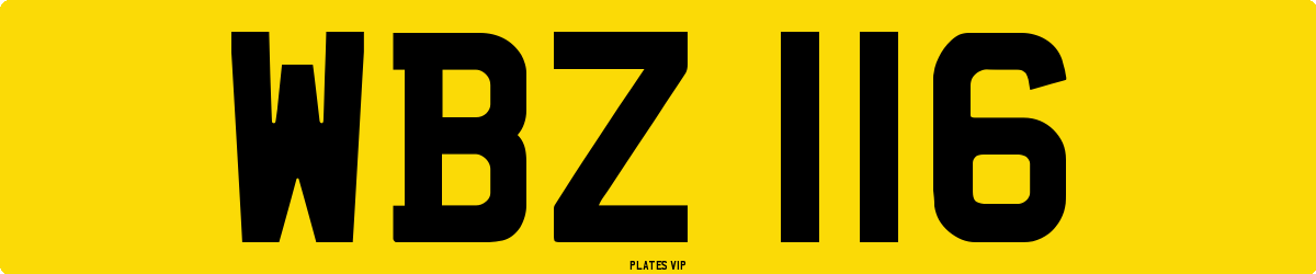WBZ 116 Number Plate