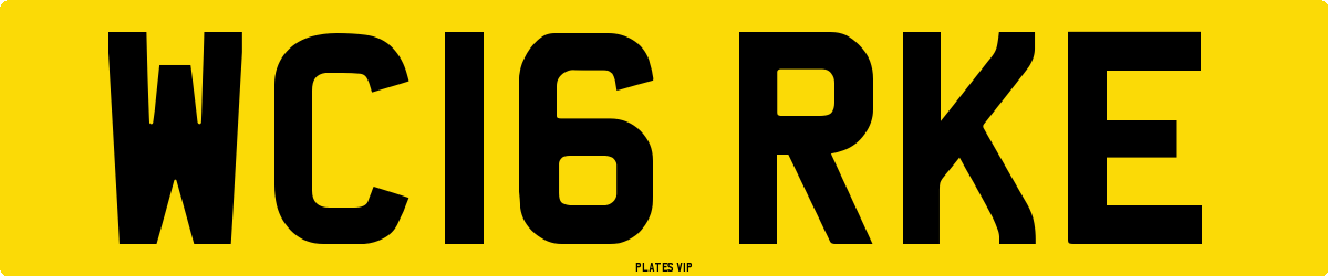 WC16 RKE Number Plate
