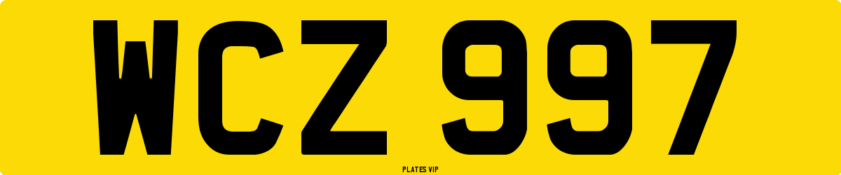 WCZ 997 Number Plate