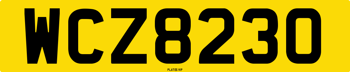 WCZ8230 Number Plate