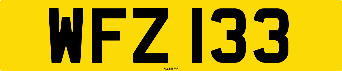 WFZ 133 Number Plate
