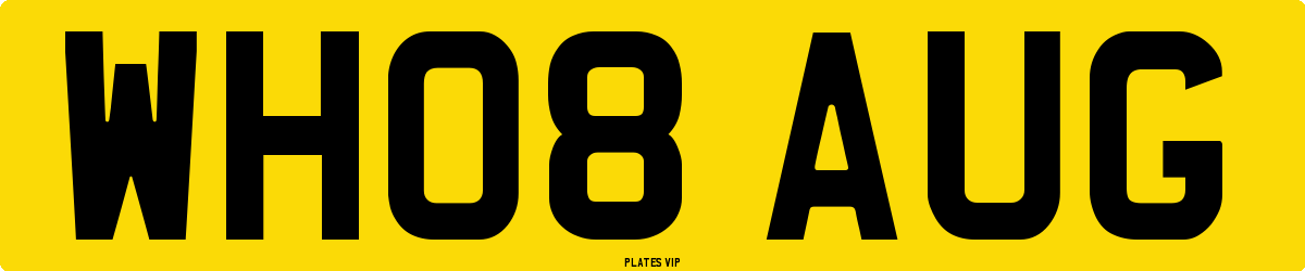 WH08 AUG Number Plate