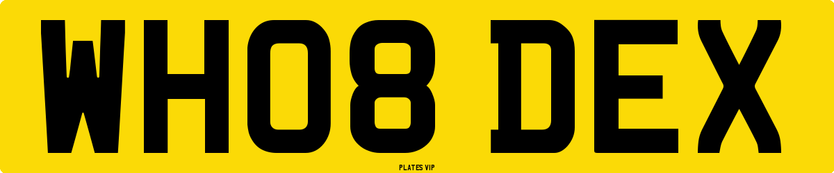WH08 DEX Number Plate