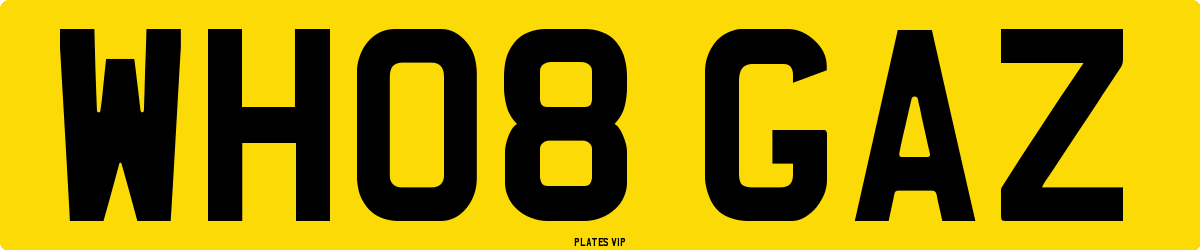 WH08 GAZ Number Plate