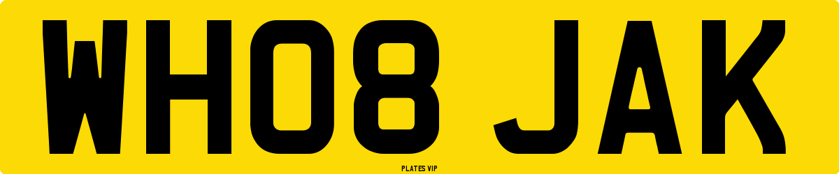 WH08 JAK Number Plate