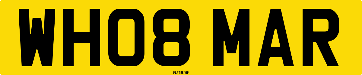 WH08 MAR Number Plate