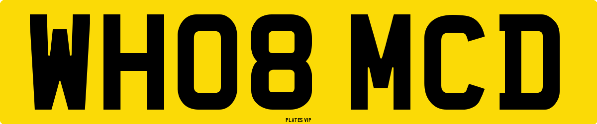 WH08 MCD Number Plate