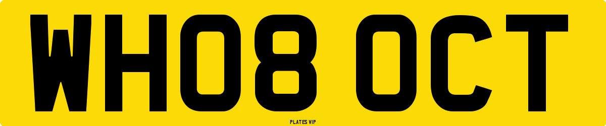 WH08 OCT Number Plate