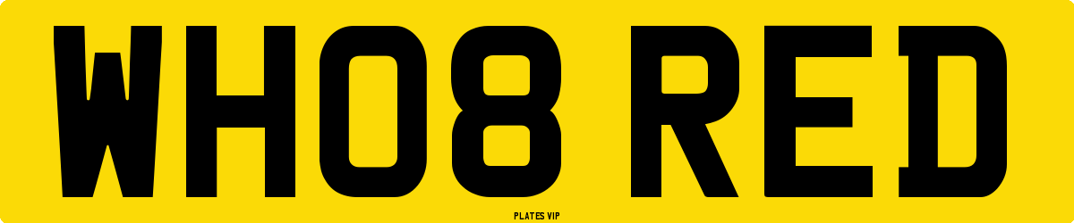 WH08 RED Number Plate