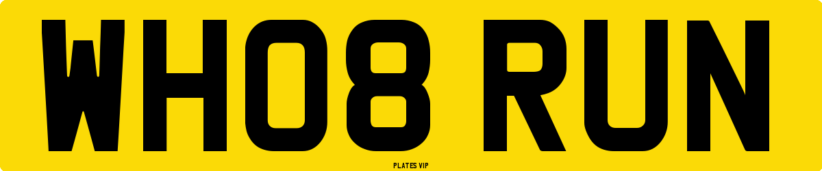 WH08 RUN Number Plate