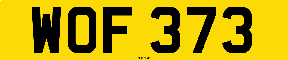 WOF 373 Number Plate