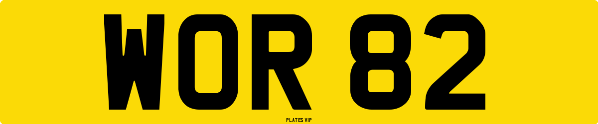 WOR 82 Number Plate