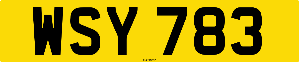 WSY 783 Number Plate
