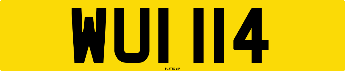 WUI 114 Number Plate