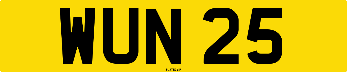 WUN 25 Number Plate