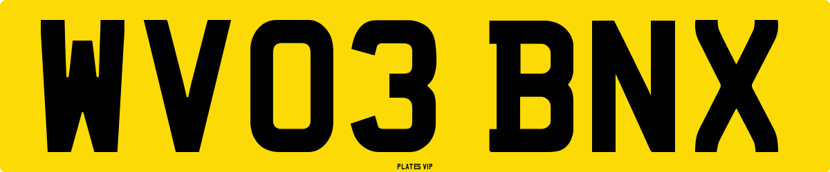 WV03 BNX Number Plate