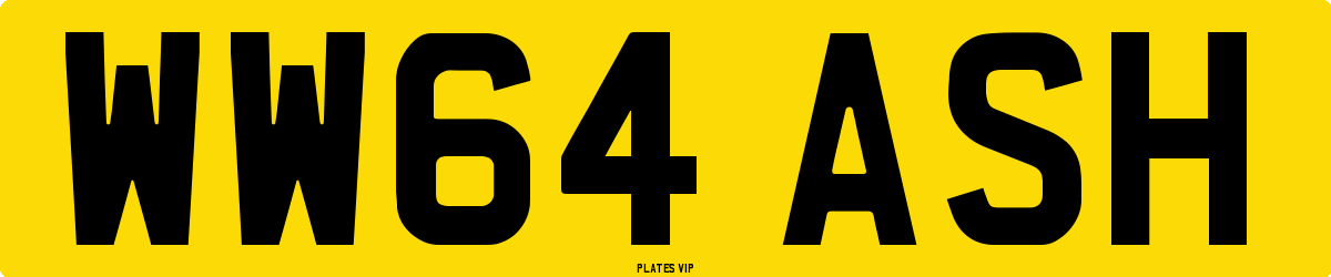 WW64 ASH Number Plate