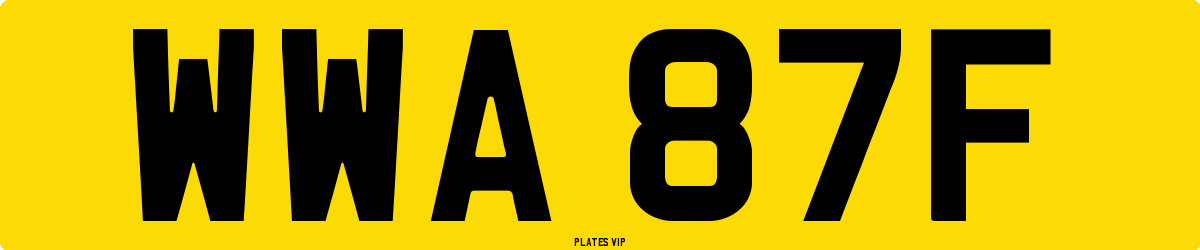 WWA 87F Number Plate