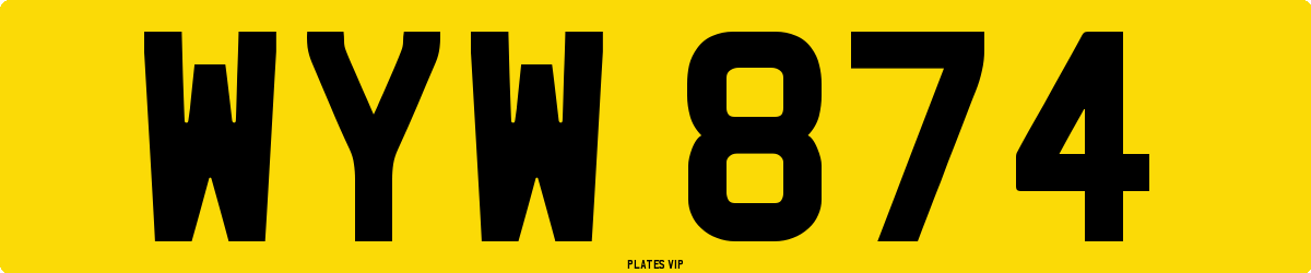 WYW 874 Number Plate