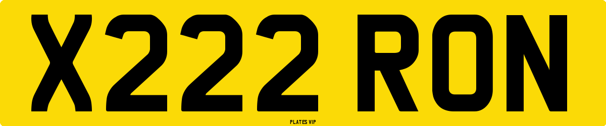 X222 RON Number Plate