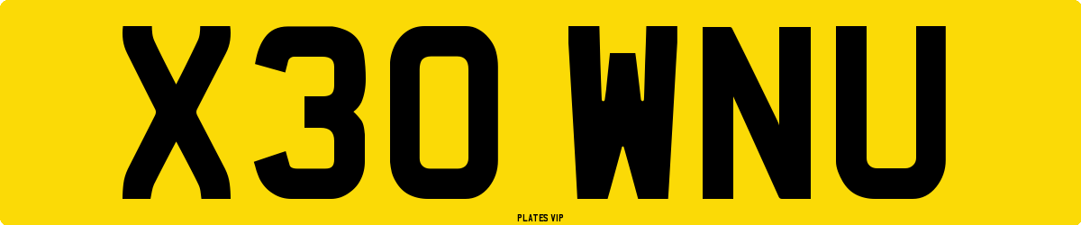 X30 WNU Number Plate