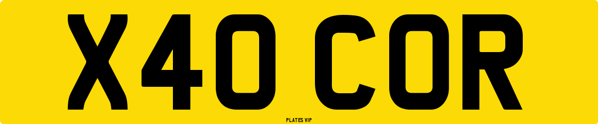 X40 COR Number Plate
