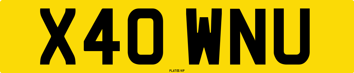 X40 WNU Number Plate