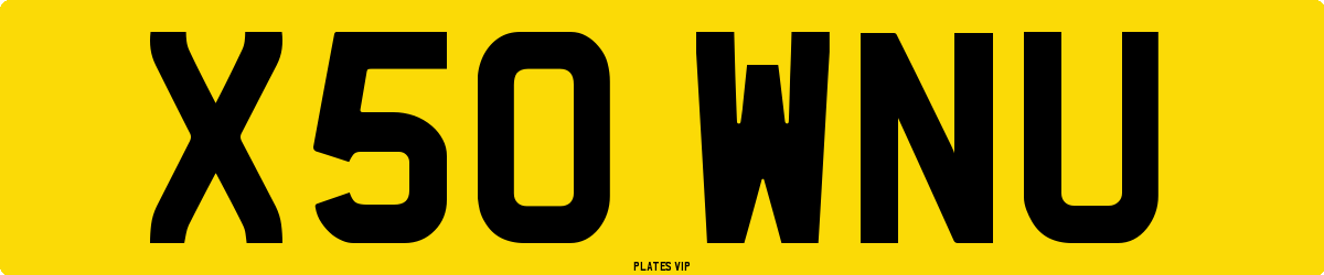 X50 WNU Number Plate