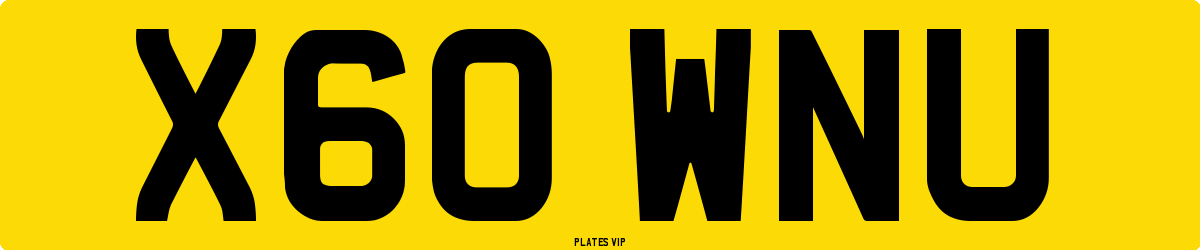 X60 WNU Number Plate