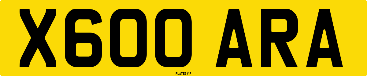 X600 ARA Number Plate
