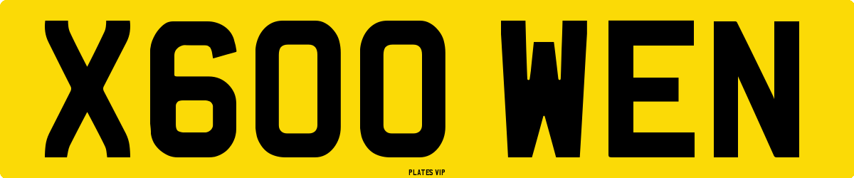 X600 WEN Number Plate