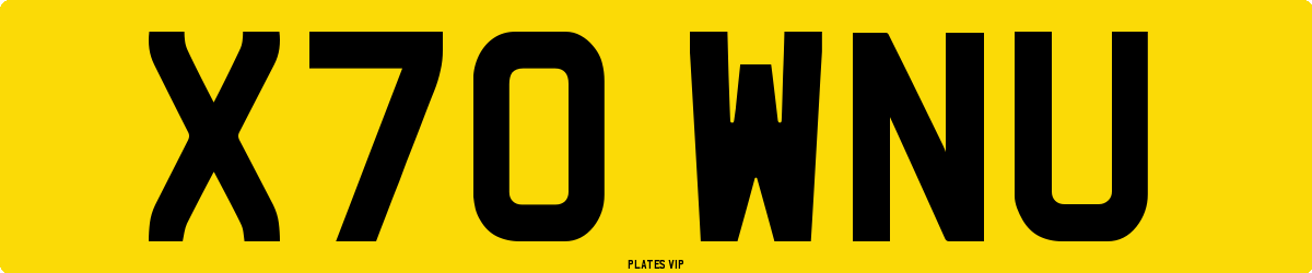 X70 WNU Number Plate