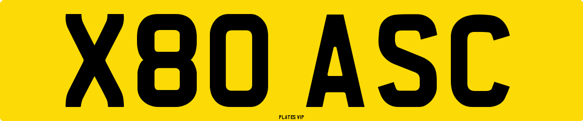 X80 ASC Number Plate