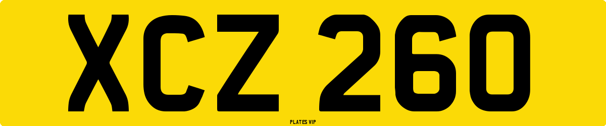 XCZ 260 Number Plate