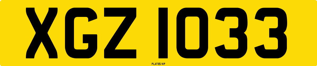XGZ 1033 Number Plate