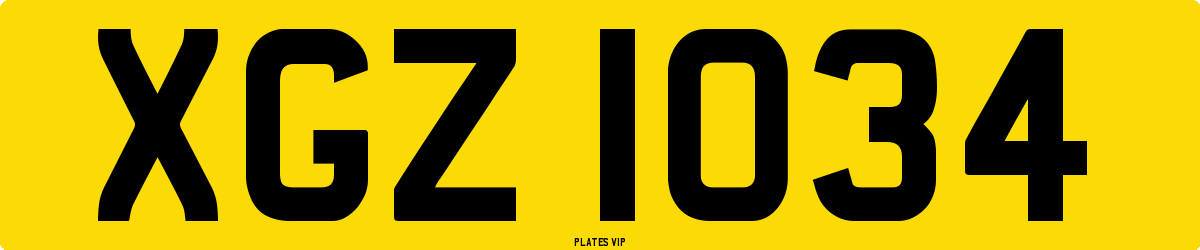 XGZ 1034 Number Plate