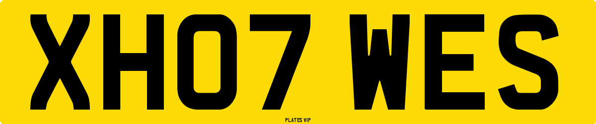 XH07 WES Number Plate