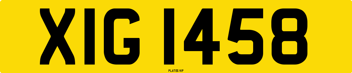 XIG 1458 Number Plate