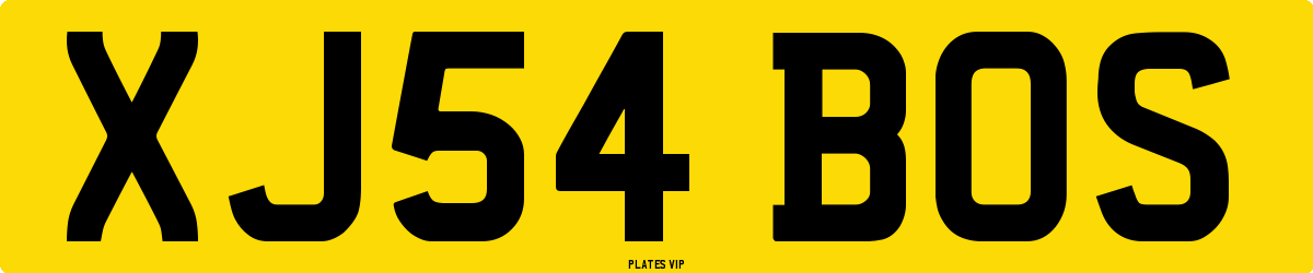 XJ54 BOS Number Plate