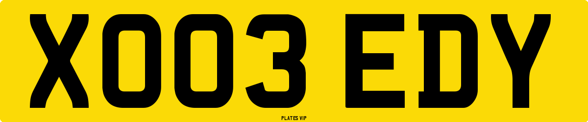 XO03 EDY Number Plate