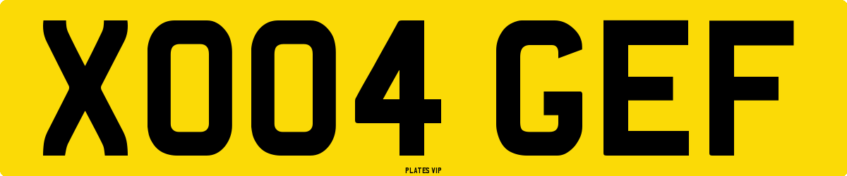 XO04 GEF Number Plate