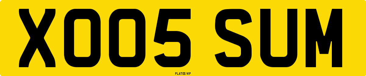 XO05 SUM Number Plate