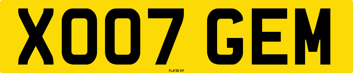 XO07 GEM Number Plate