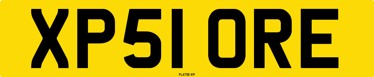 XP51 ORE Number Plate